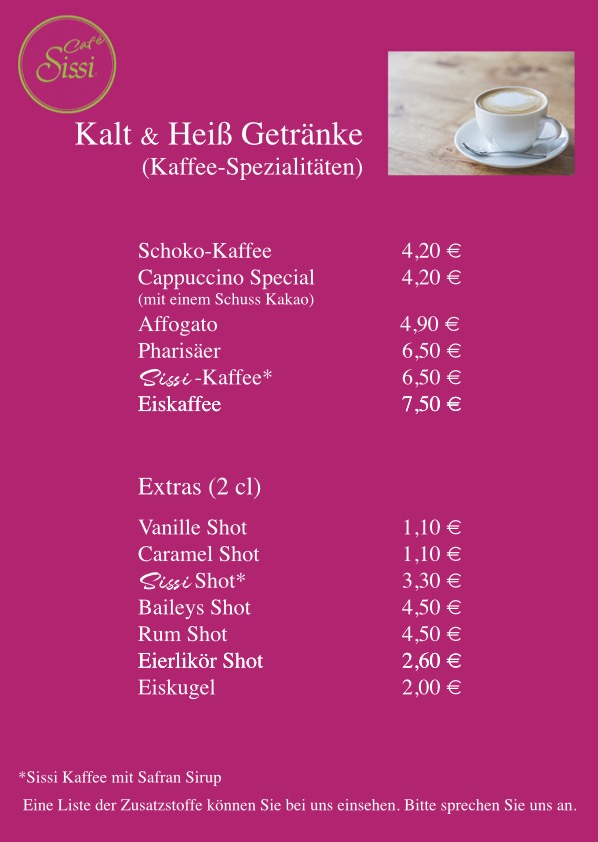 Sissi-Café Kalte & Heiße Getränke